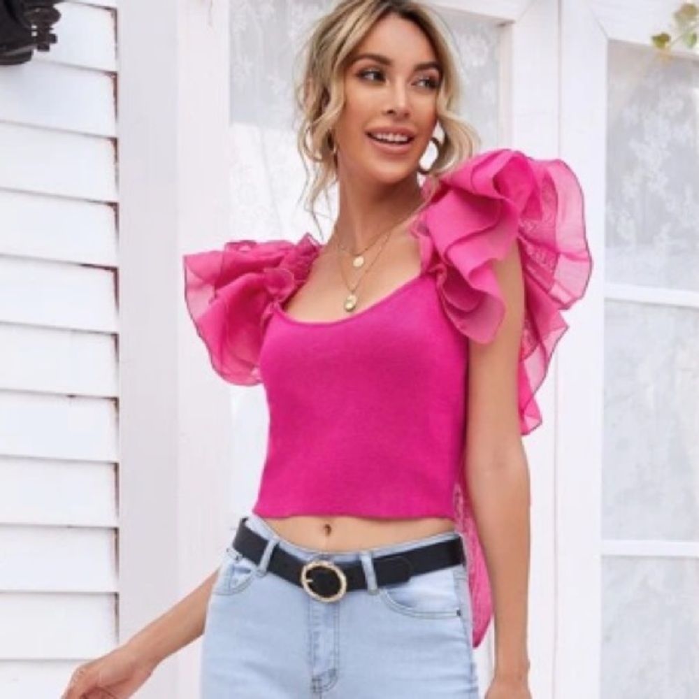 Source Unknown Pink Ruffle Blouse - Picture 14 of 14